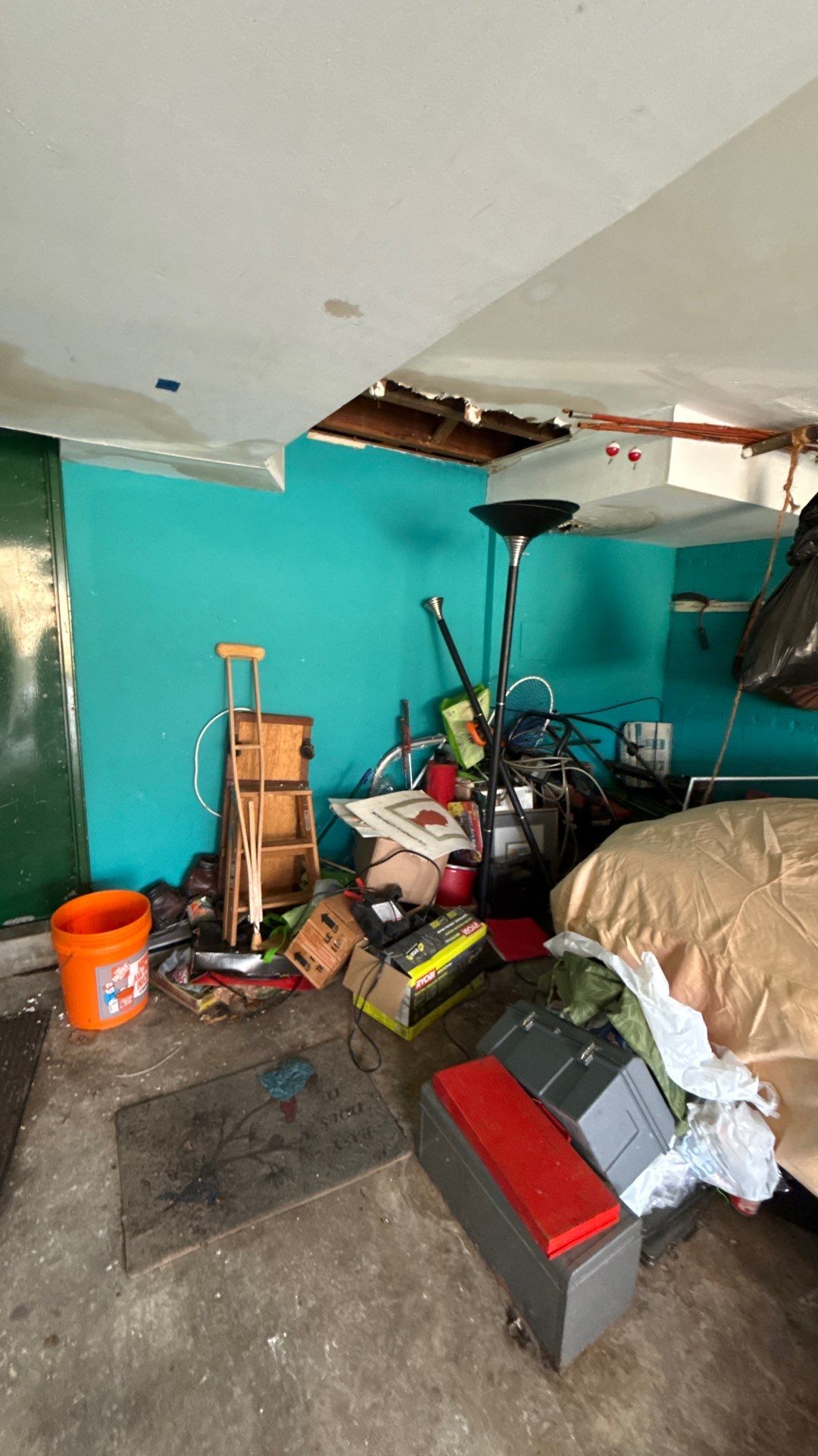 Affected wall material removed to address mold contamination at source.