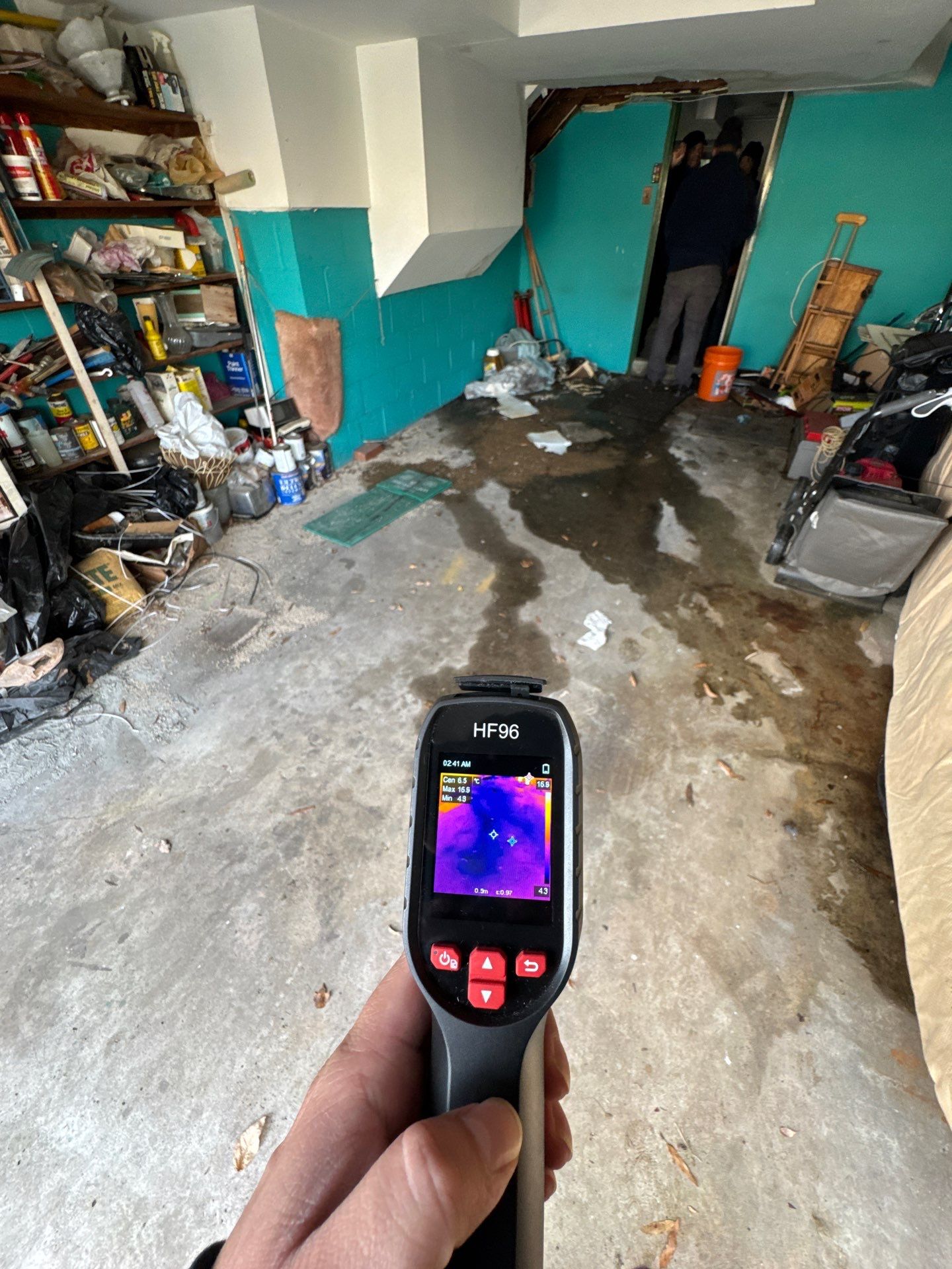 Standing water extraction underway during mold remediation in Silver Spring, Maryland.