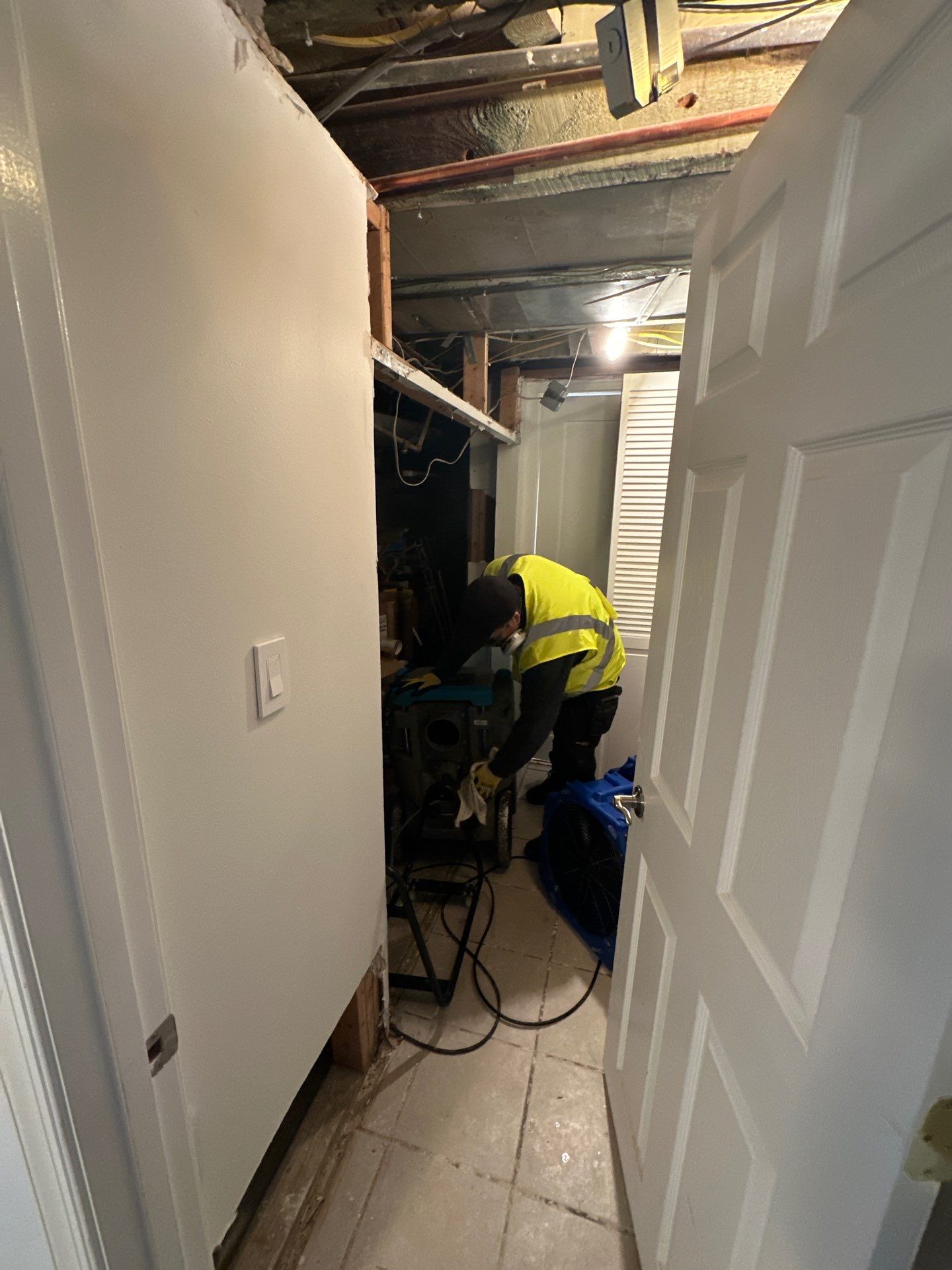 Continued dehumidification monitoring ensures moisture levels drop to safe thresholds during the drying phase.