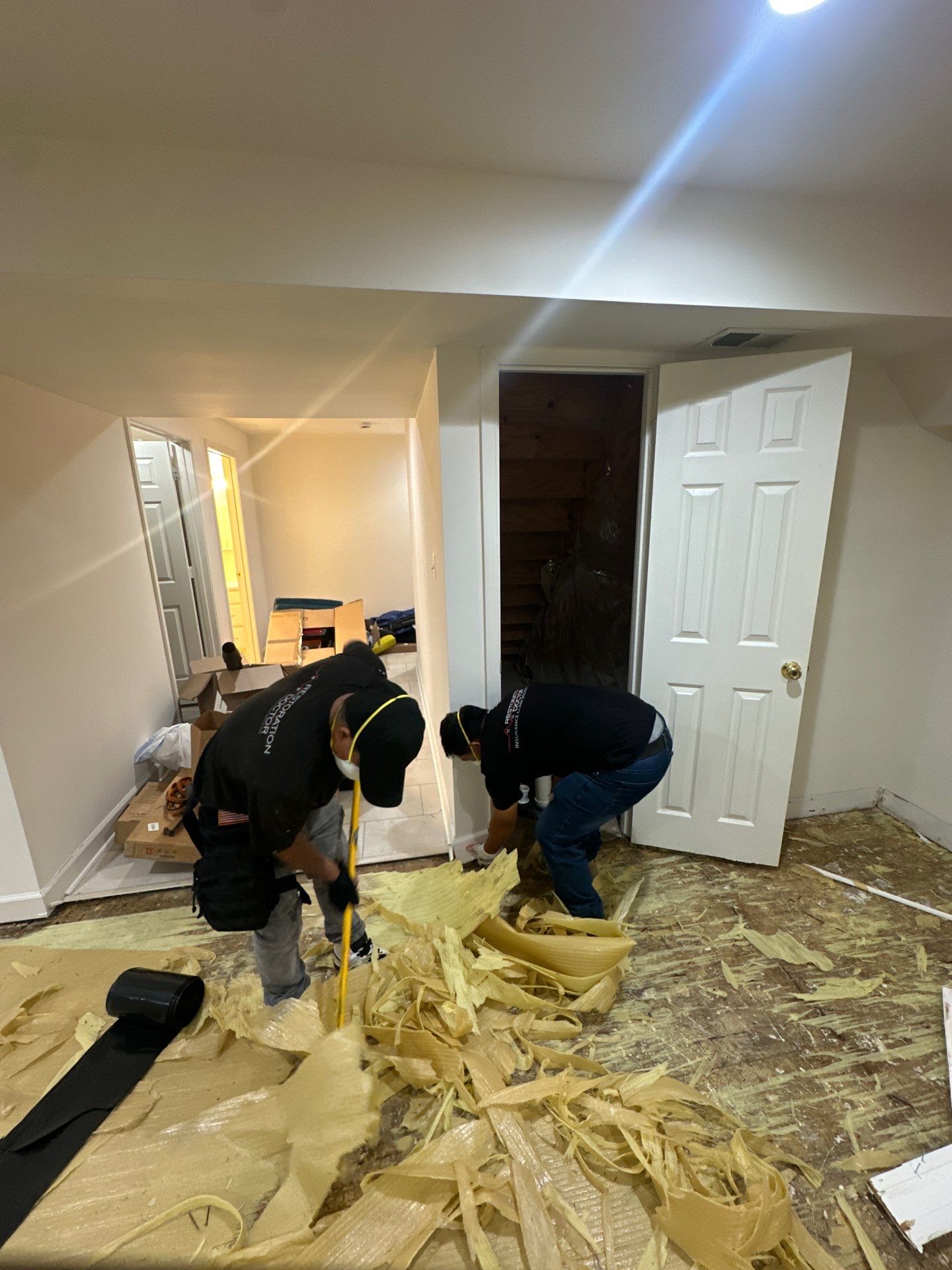 New framing installed to restore structural integrity after mold removal.