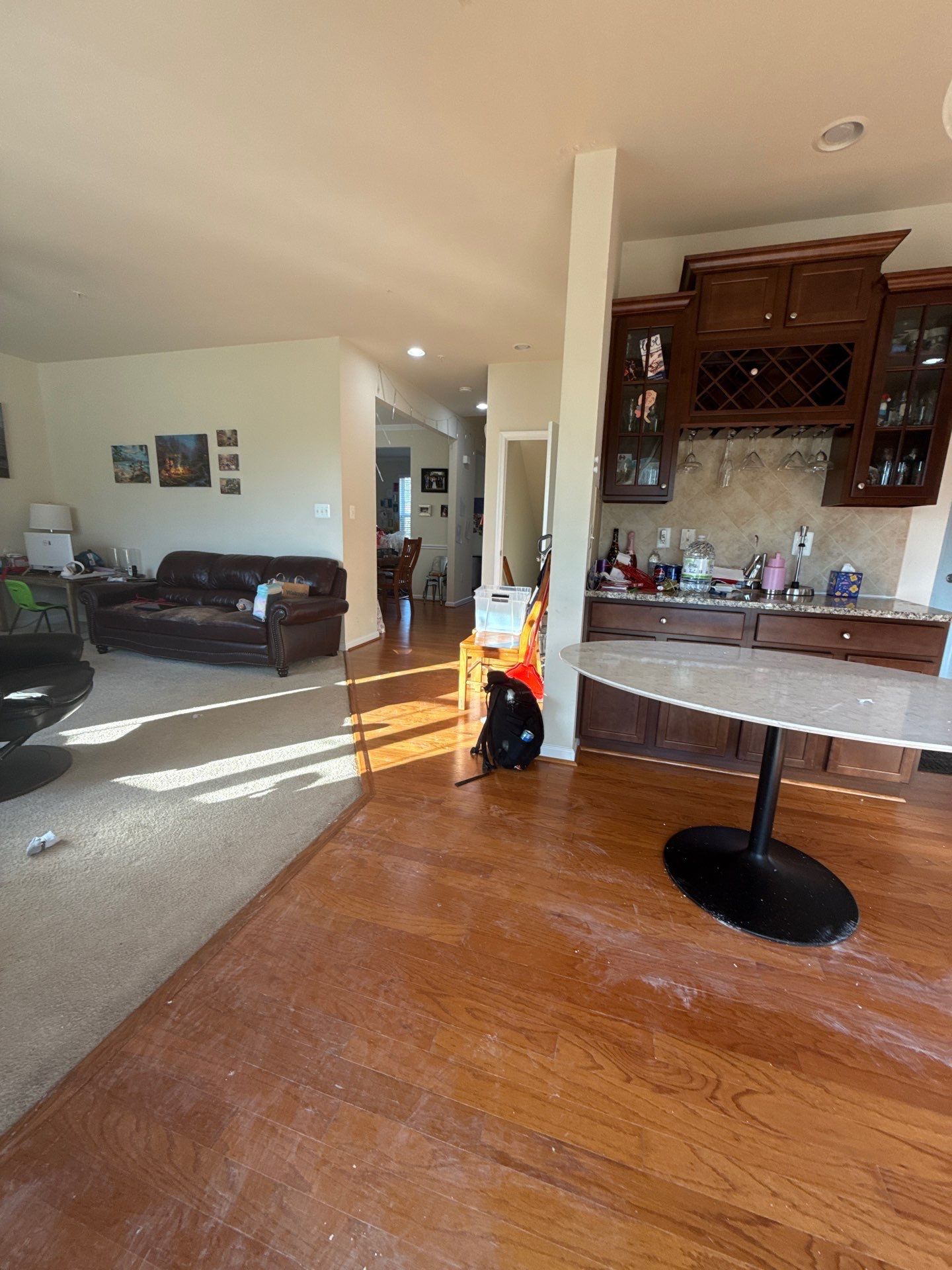 Moisture monitoring and continued dehumidification of interior spaces.