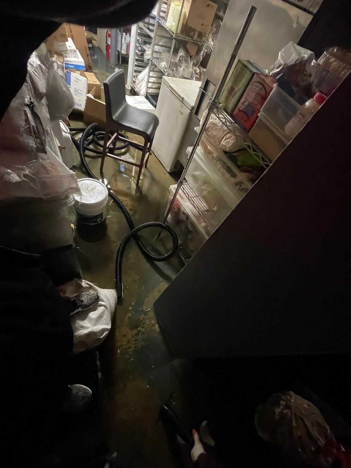 Structural drying equipment positioned during water damage restoration in Washington.