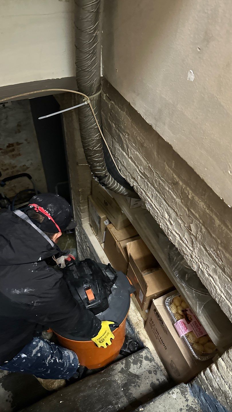 Final-stage drying verification in completed water damage restoration in Washington.